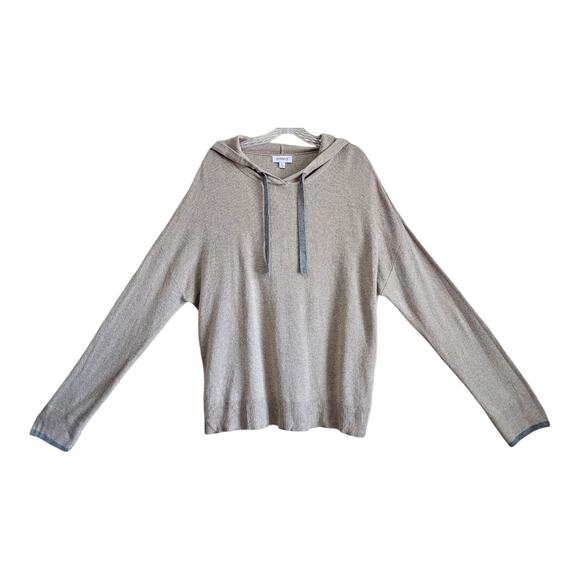 Evereve Sweaters - EVEREVE Women's XL Harriet Hoodie Sweater Oat Beige Gray Trim Neutral Soft 48"